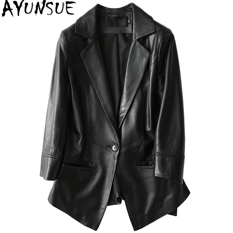 

AYUNSUE Casual Women Genuine Leather Jacket 2019 Spring Autumn Natural Sheepskin Coats Real Leather Ladies Jackets HQ16-CJX1601A