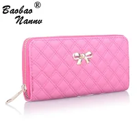 Women Wallets Fashion Durable Purse Bow Wallet Female Card Holders Cellphone Pocket PU Leather Cute Solid Women Money Bag Clutch 1