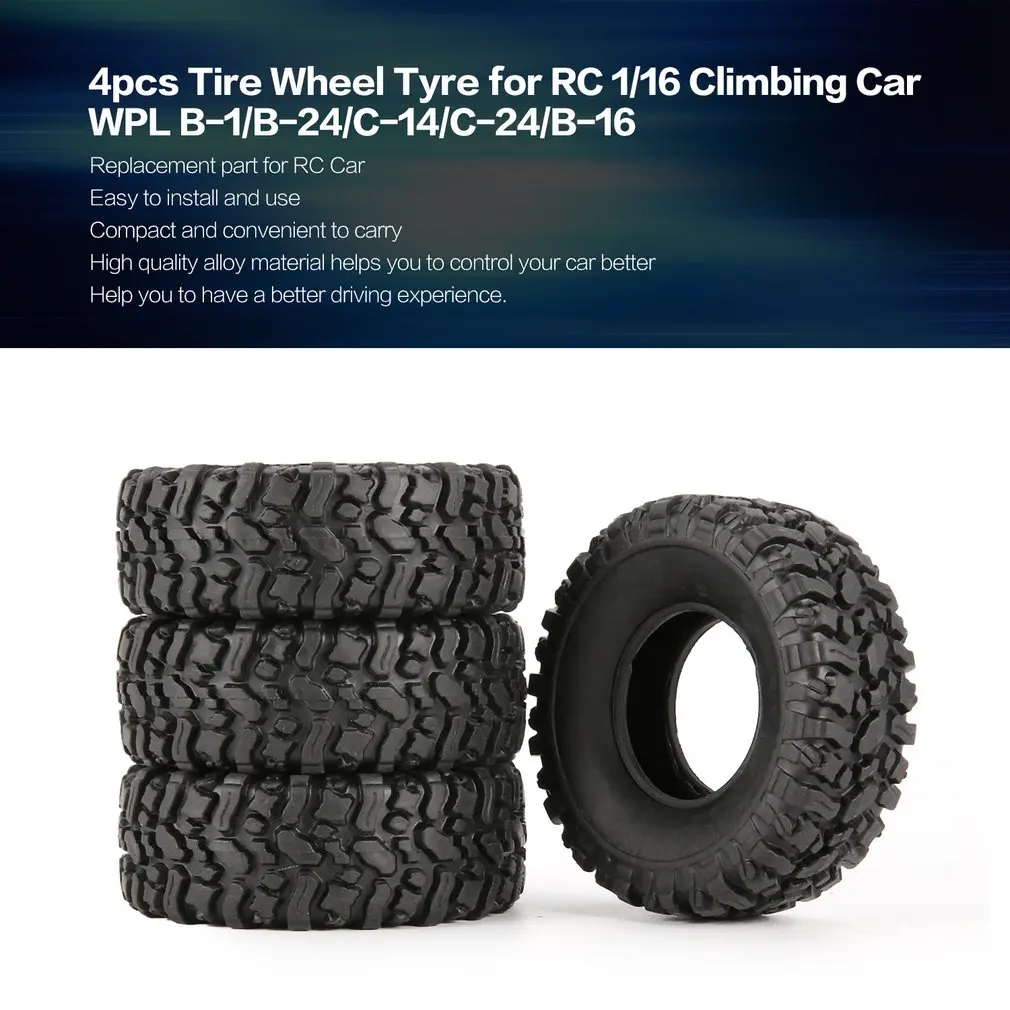 

4pcs Rubber Wheel Tire Tyre for RC 1/16 Climbing Crawler Car WPL B-1/B-24/C-14/C-24/B-16 Truck Part Spare Parts Accessories