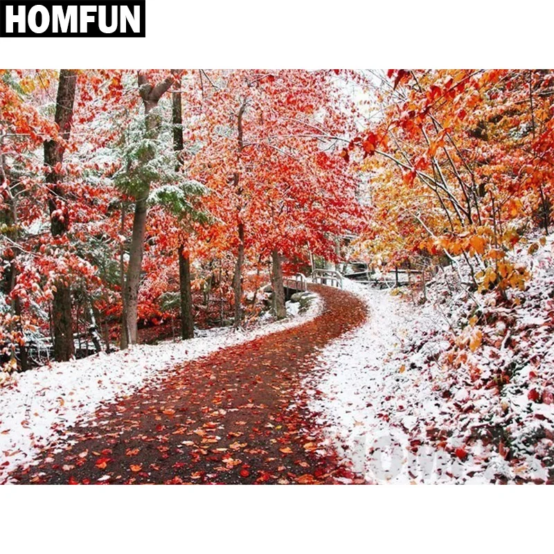 

HOMFUN Full Square/Round Drill 5D DIY Diamond Painting "winter forest" 3D Embroidery Cross Stitch 5D Rhinestone Decor A00292