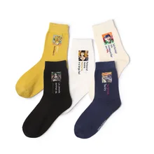 Модные короткие носки с масляной росписью, винтажная известная картина, хлопковые повседневные носки без пятки, Осень-зима, забавные носки для женщин