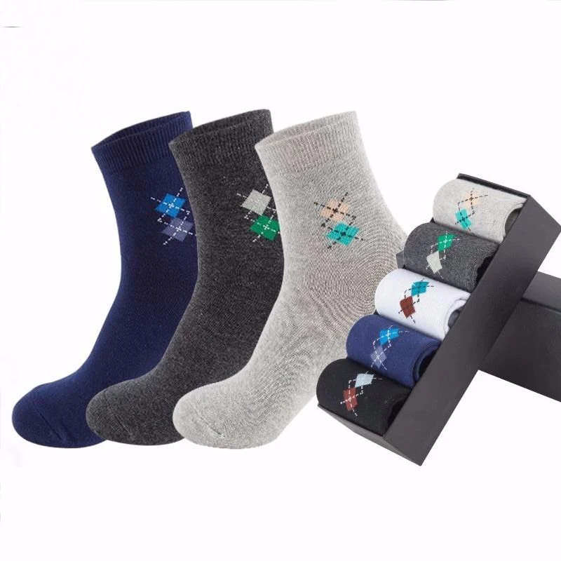 1 пара = 2 шт. повседневные носки с ромбовидной решеткой мужские Calcetines Hombre Divertido