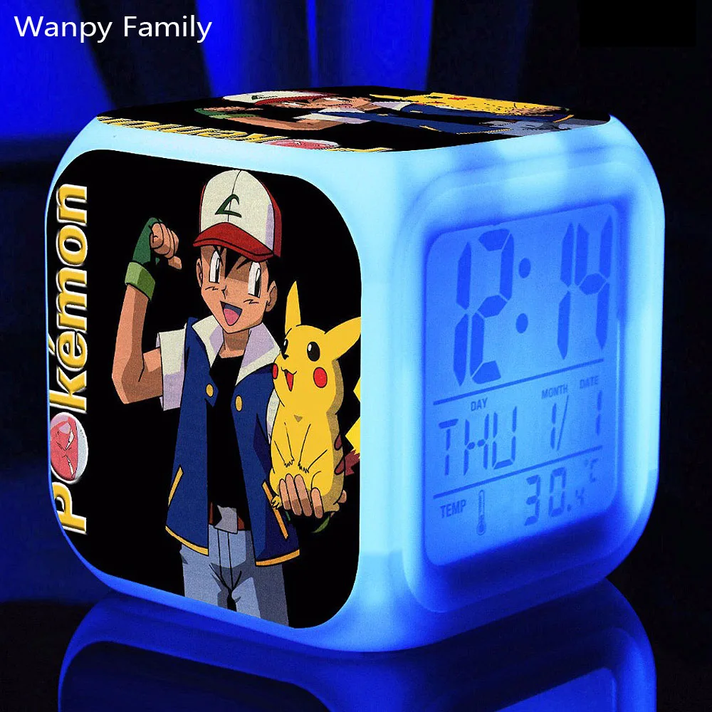 

Pikachu Alarm Clocks, 3d Cartoon 7 color changing Alarm Clocks For kids room Bedside Multifunction alarm clocks