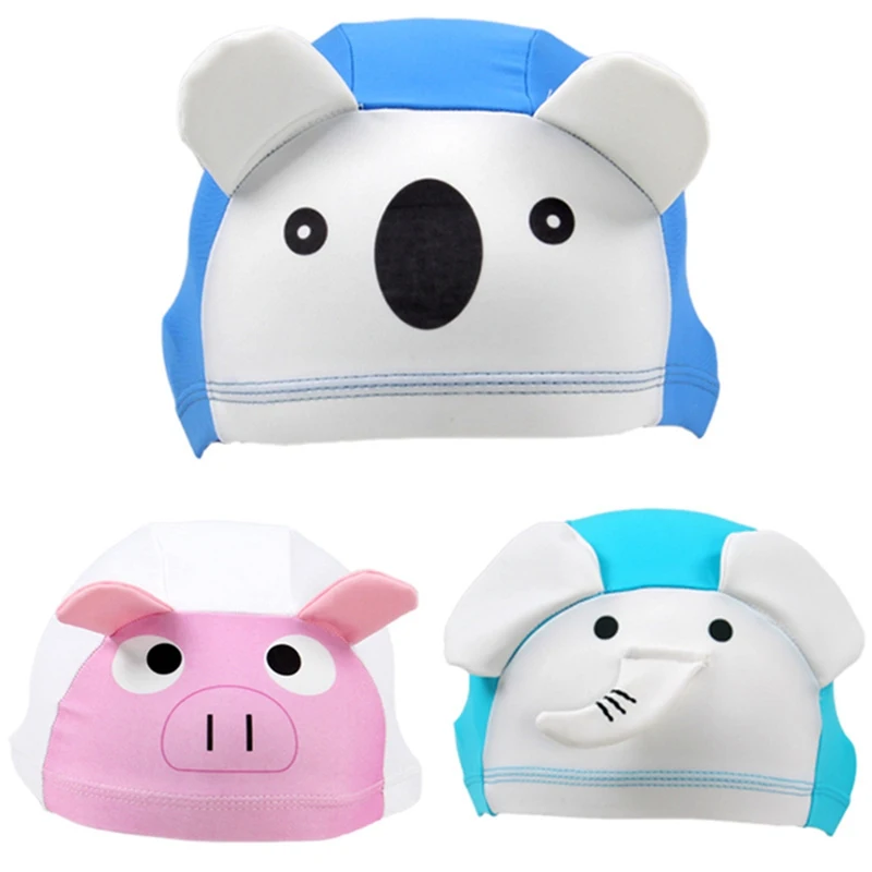 

Swimming Caps Girl Boy Cartoon Animal Shape Anti-slip Hat Children Kids Unisex Headwear Sportswear Accessories
