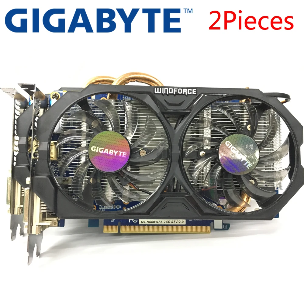 Видеокарта GIGABYTE GTX 660 2 Гб 192 бит GDDR5 видеокарты для nVIDIA Geforce б/у VGA карты мощнее чем 750