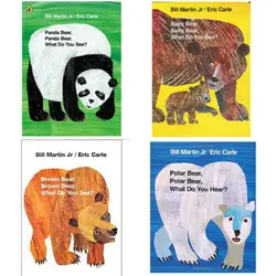 4 шт./компл. образования английский иллюстрированная книга медведь набор обучения карты История Книги для детские подарки