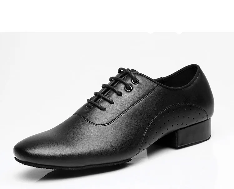 Genuine Leather Men Latin Ballroom Dance Shoes Black Modern Square Dance Shoes Low Heel 3cm Adult Male Dance Shoe Indoor Outdoor