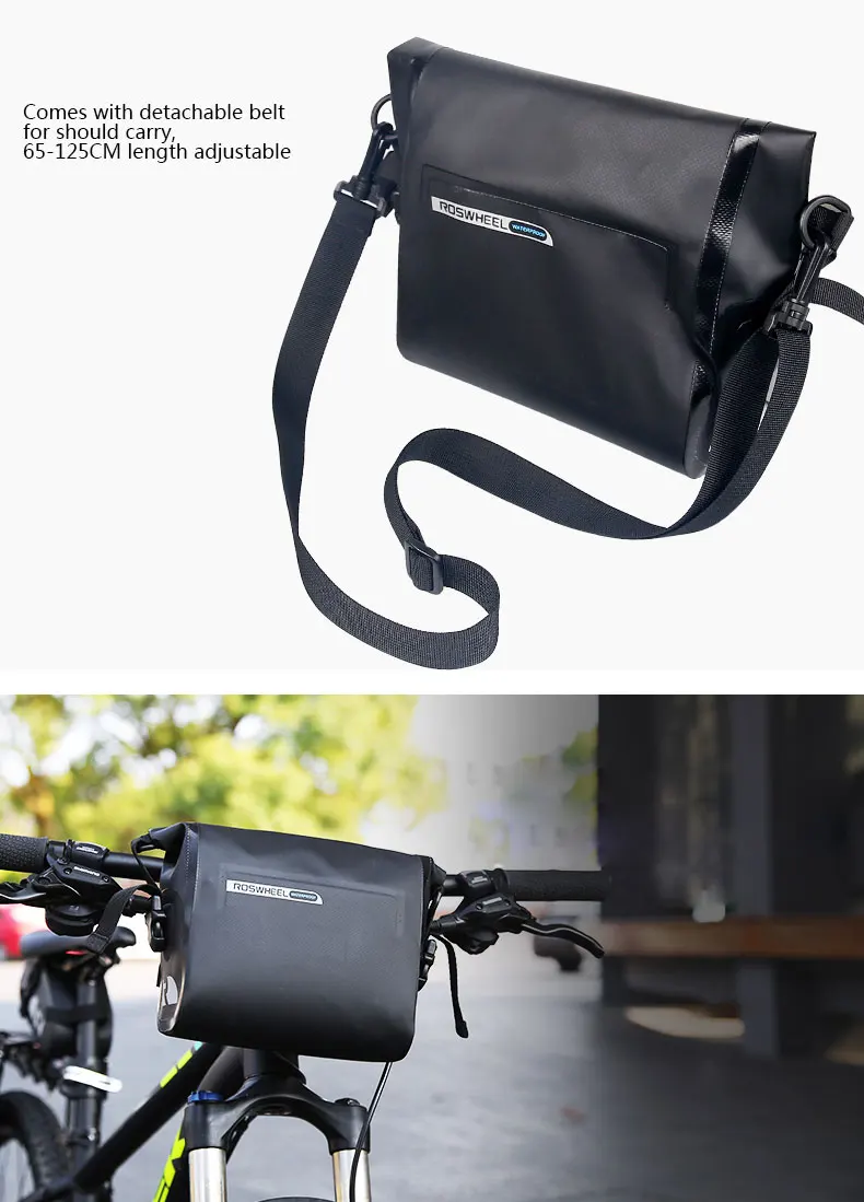Perfect ROSWHEEL Hot New 3L Bicycle Bag Water Proof MTB Bike Handlebar Front Basket PVC Pannier Pouch Cycling Holdings Accessories 5