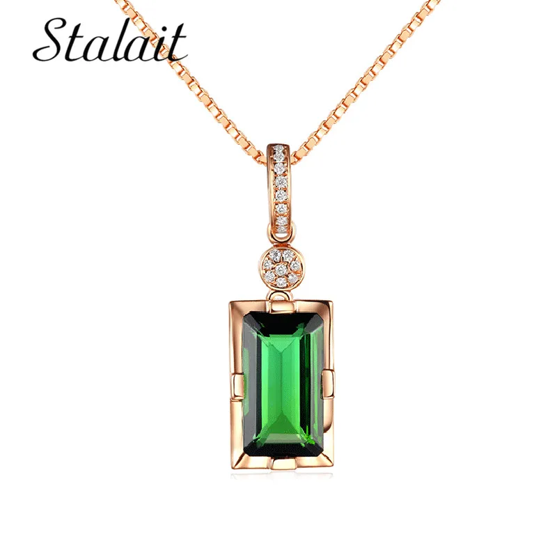 

Big Princess Cut Rectangle Green AAA CZ Crystal Suspension Necklaces & Pendants Necklace Women Gold Color Jewelry Collares Bijou