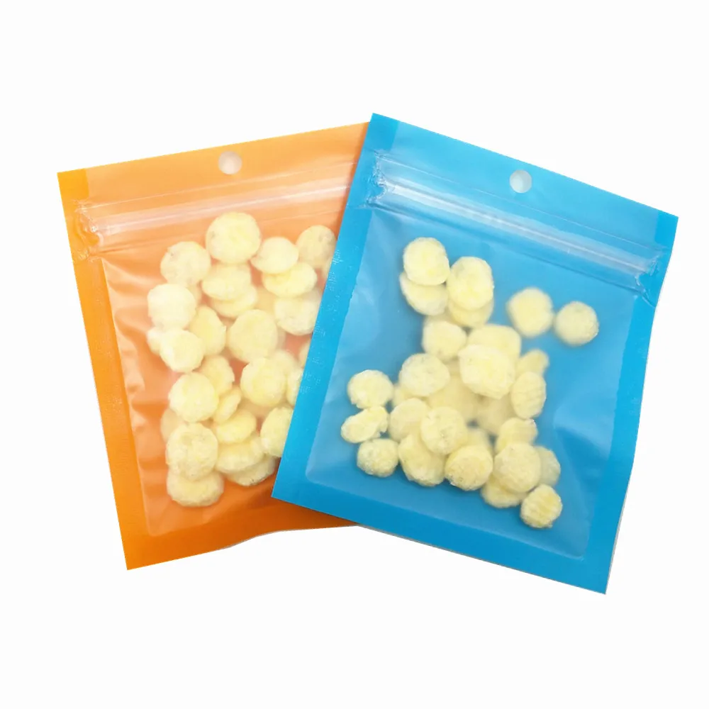 

200Pcs Matte Clear Front Plastic Zip Lock Grocery Packing Bag with Hang Hole Craft Snack Data Line Resealable Zipper Package Bag