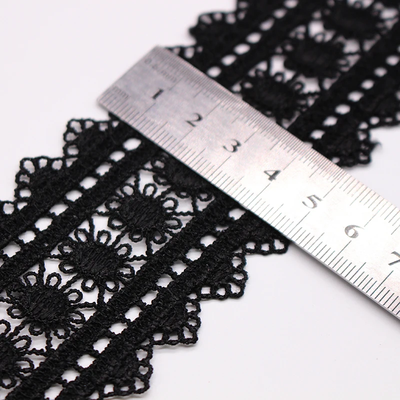 Buena Suerte 5,5 см Микро волокно черная Шестерня цветок ручной работы вышитый кружевной край отделка ленты платье DIY шитье ремесло TM155