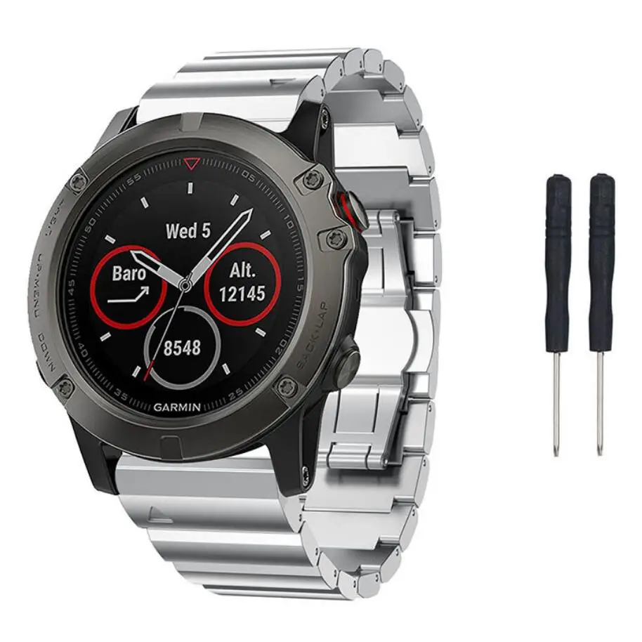 KINGBEIKE 26mm Width Stainless Steel Watchband For Garmin Fenix 5X/3/3HR Watch Wrist Band Business Replacement Bracelet Strap KINGBEIKE 26mm Width Stainless Steel Watchband For Garmin Fenix 5X/3/3HR Watch Wrist Band Business Replacement Bracelet Strap