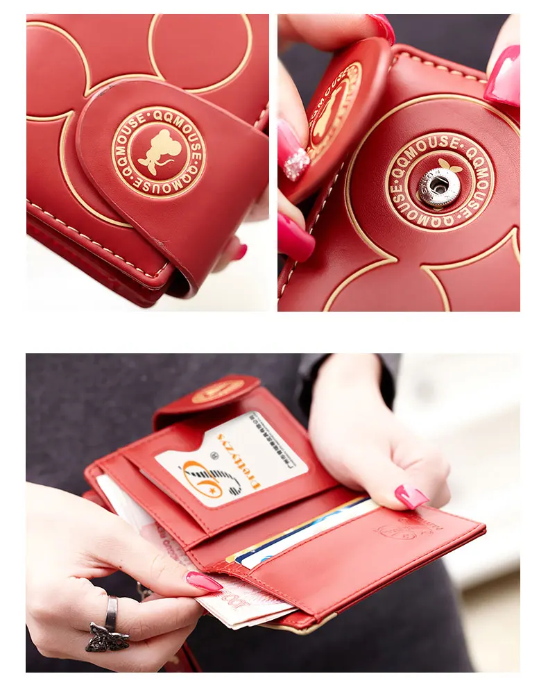 Женский маленький кошелек с рисунком Микки Мауса, милый кошелек для монет, держатель для карт, женские кошельки и кошельки, женские кошельки известного бренда
