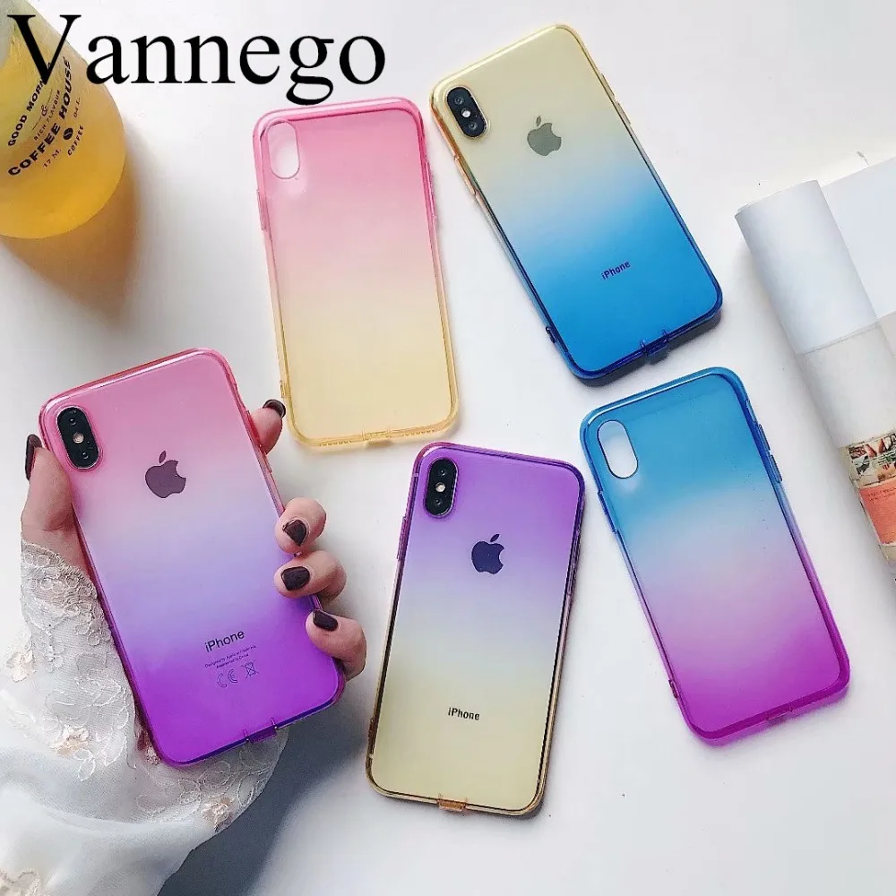 Goede Rainbow cases voor iPhone X Xs max XR Gradi euml;nt kleur clear soft TPU silicone cover sfor fundas iPhone 7 8 8 plus 6 6 s plus