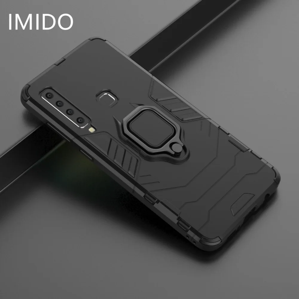Для samsung Galaxy A9 2018 A7 S9 S8 плюс Armour ПК + ТПУ палец кольцо чехол для телефона