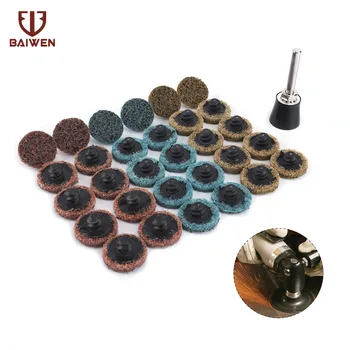 

31Pcs Roloc Sanding Disc 50mm Quick Change Tray Holder 1/4Inch Prep Strip Grind Polishing Burr Rust Paint Woodworking
