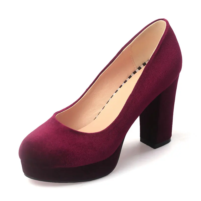 Fanyuan/; пикантная женская обувь из флока на высоком каблуке 9 см; obuwie damskie sepatu; обувь для вечеринок с круглым носком; женские туфли-лодочки на высоком каблуке без застежки - Цвет: Purple