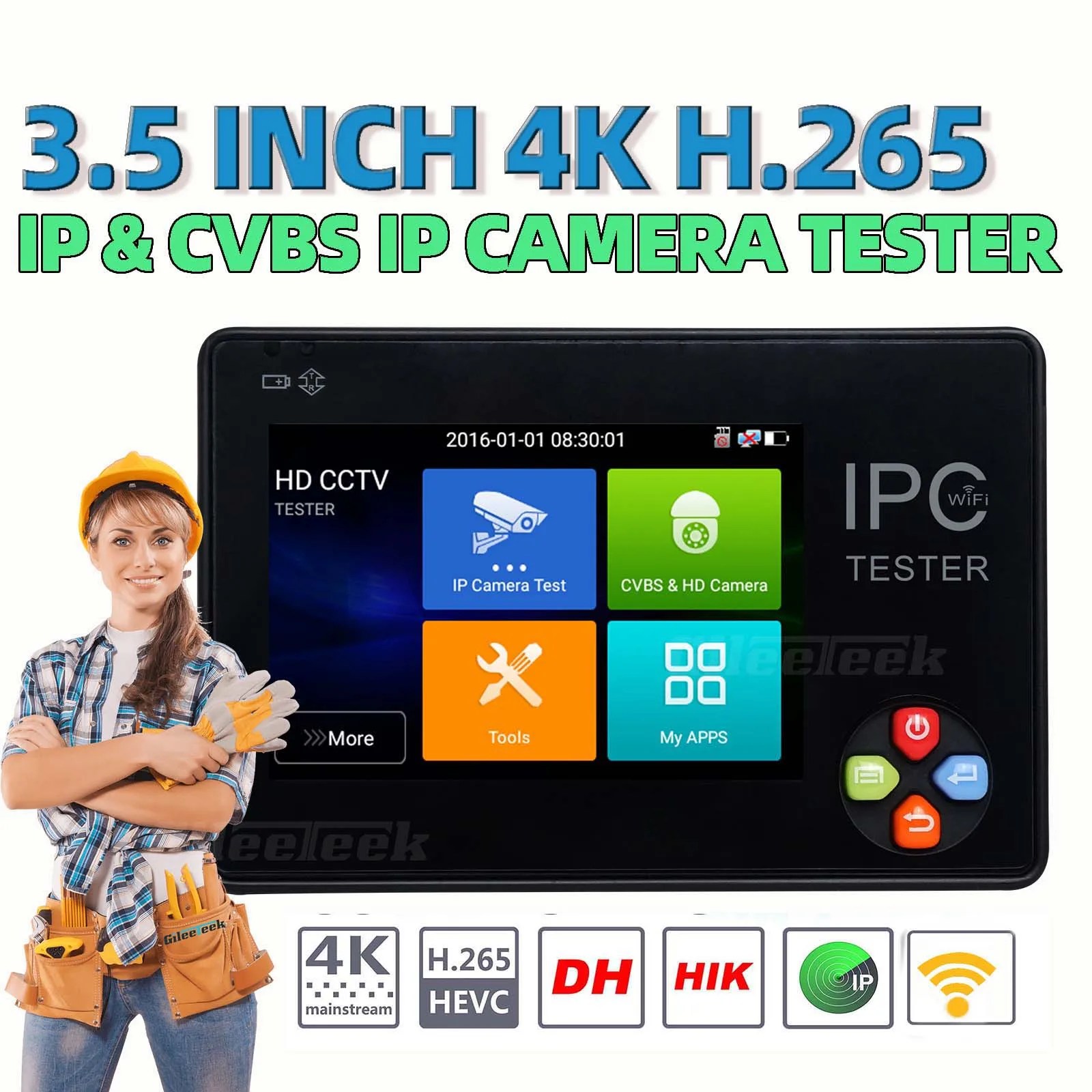 Tester para Dahua Teste da Câmera Monitor de 3.5 Além Disso Testador Polegada 4 k H.265 ip & Cvbs Câmera Ahd Tvi Cvi Hikvision Onvif Ipc1600ahd Ipc 3 Cheap Tela e monitor de CFTV