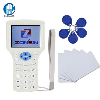 

English Rfid NFC Copier Reader Writer duplicator 10 Frequency Programmer with color screen +5pcs T5577 em4305 cards+5Pcs UID key