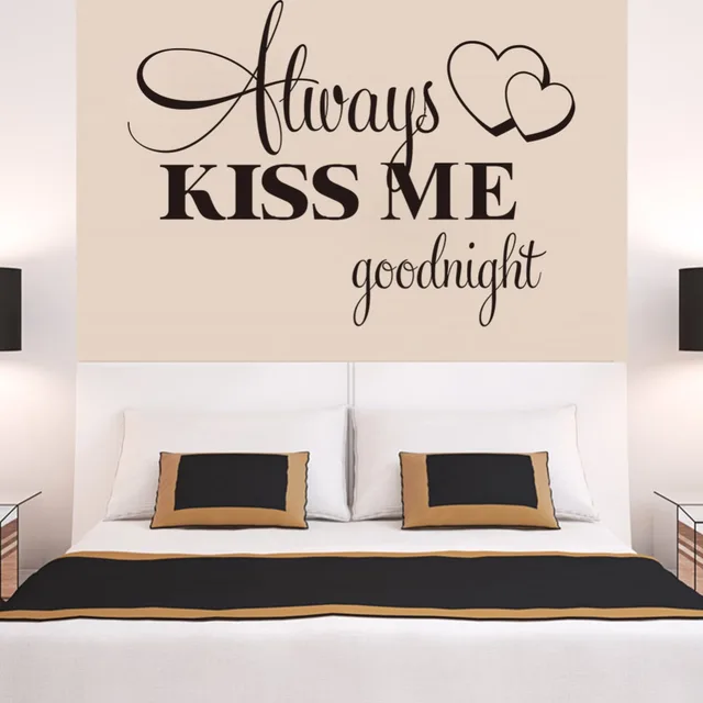 Us 2 81 8 Off Boutique Always Kiss Me Good Night Quote Bedroom Decals Removable Waterproofing Home Wall Sticker Zt8232 In Wall Stickers From Home