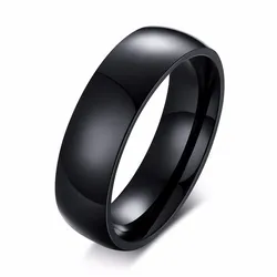 Elegant Gold - Toned Stainless Steel Wedding Band - Unisex Design, Free Shipping Included - 8 (6mm Black)