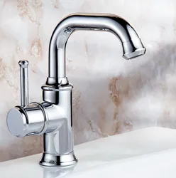 Polished Chrome Brass Single Lever Handle Swivel Spout Bathroom Basin Kitchen Sink Faucet Cold & Hot Mixer Tap anf330