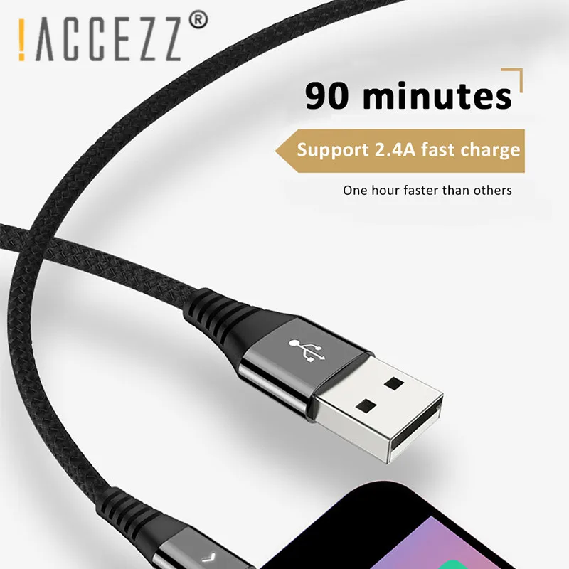 

!ACCEZZ Micro USB Charger For Samsung Huawei Xiaomi Redmi Note 4 Honor Android Mobile Phone Fast Charging Data LED Charge Cables