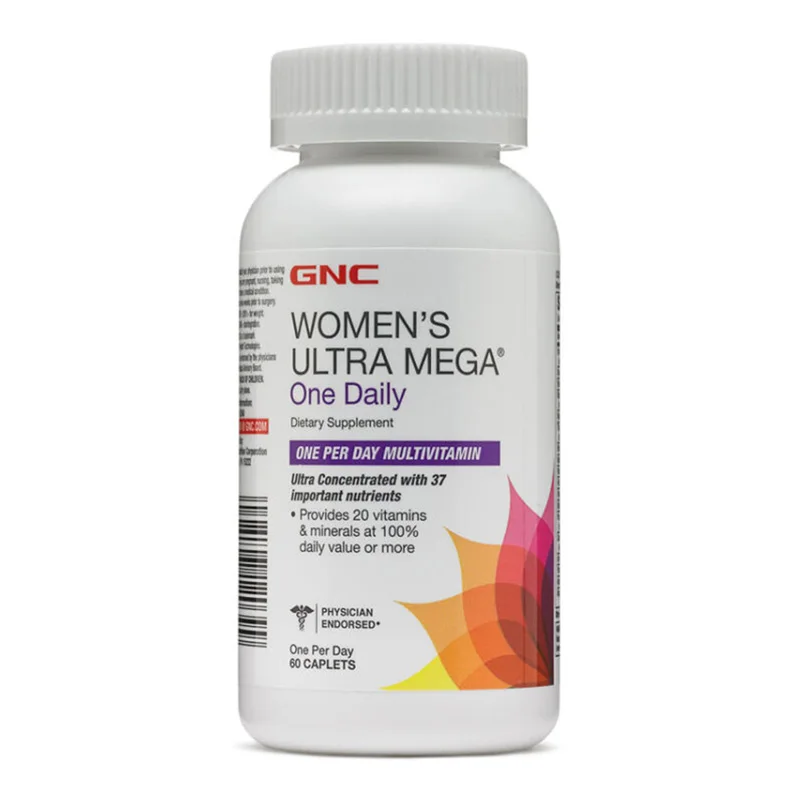 Women's Ultra Mega One Daily Provides 20 vitamins & minerals at 100% daily value or more 60 pcs