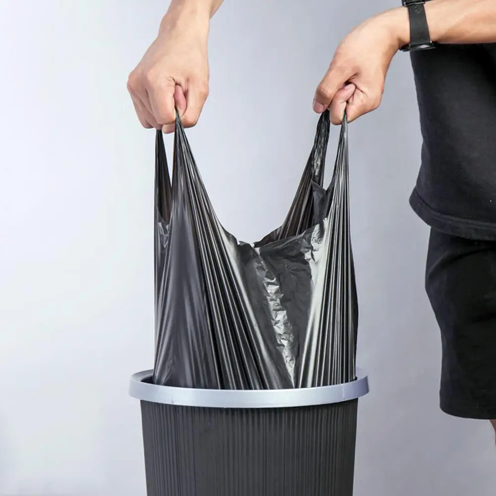 

50Pcs Black Thicken Disposable Vest Type Garbage Bags for Home Office
