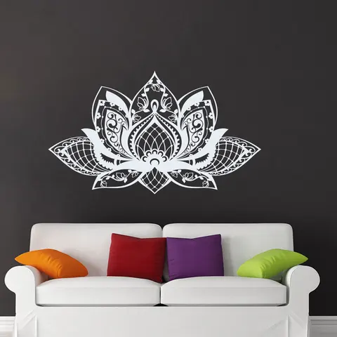 Adesivos de Parede Decor para Sala Lotous Mandala Flor Yoga Estúdio Vinil Home Quarto Decalques Removível Mural Bohemian Mt01