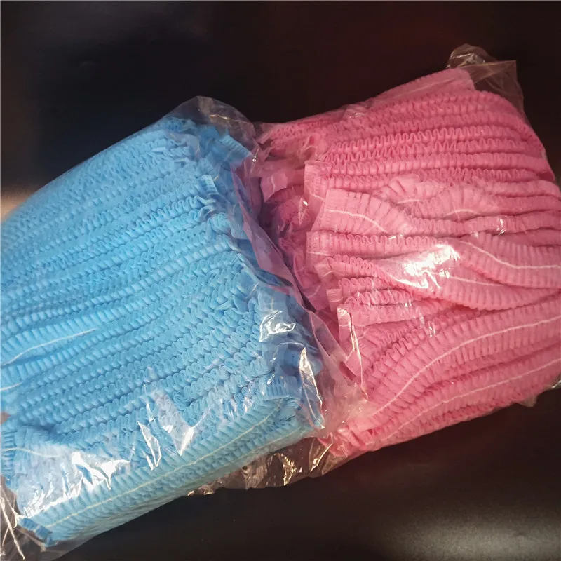 

100PCS Non-woven Disposable Shower Caps Pleated Anti Dust Hat Women Men Bath Caps for Spa Hair Salon Beauty Accessories
