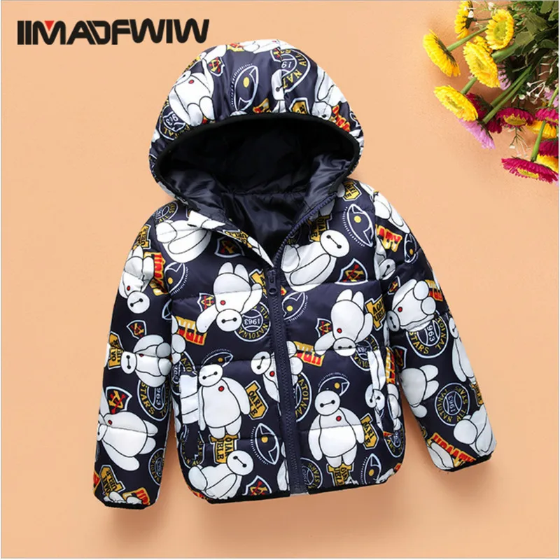 

2016 Winter Children Kids Down Jacket Boys Girls Winter Coat Outerwear Fashion Character Hooded Warm White Duck Down Jackets