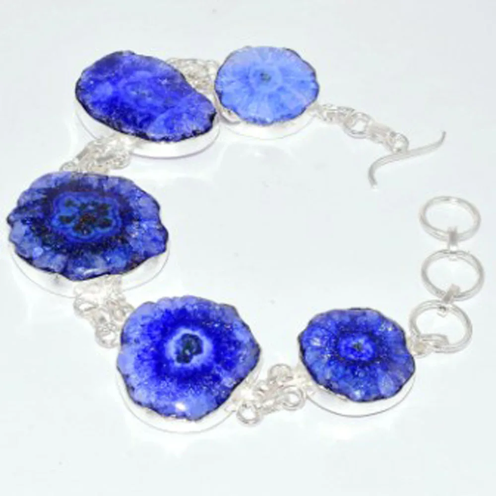 

Blue Solar Quarts Bracelet Silver Overlay over Copper , 25.2 cm, B3508