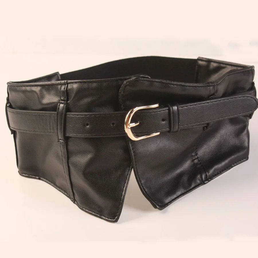 

South Korea belt female black leather skirt fashion joker han edition elastic waist belt ultra wide belt closure Y488