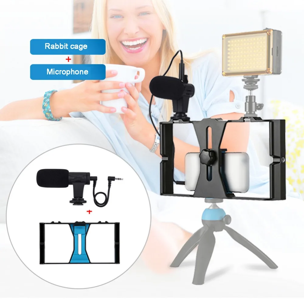 

eCos Video Rig LED Studio Light Video Microphone Mini Tripod Mount Kits With Cold Shoe Tripod Head For Smartphones #292281