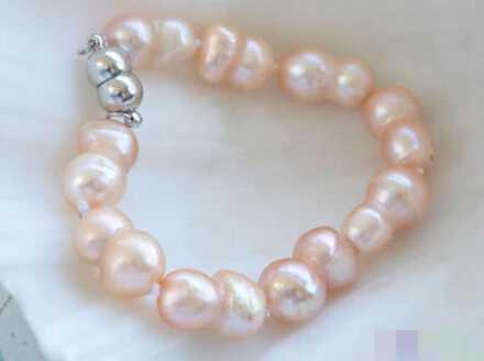 

free shipping 01299 pink baroque double freshwater pearl bracelet