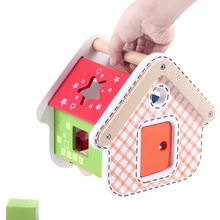 Геометрическая форма коробка Цифровой дом мудростью в форме домика соответствующие Интеллект коробка детская деревянная игрушка-пазл