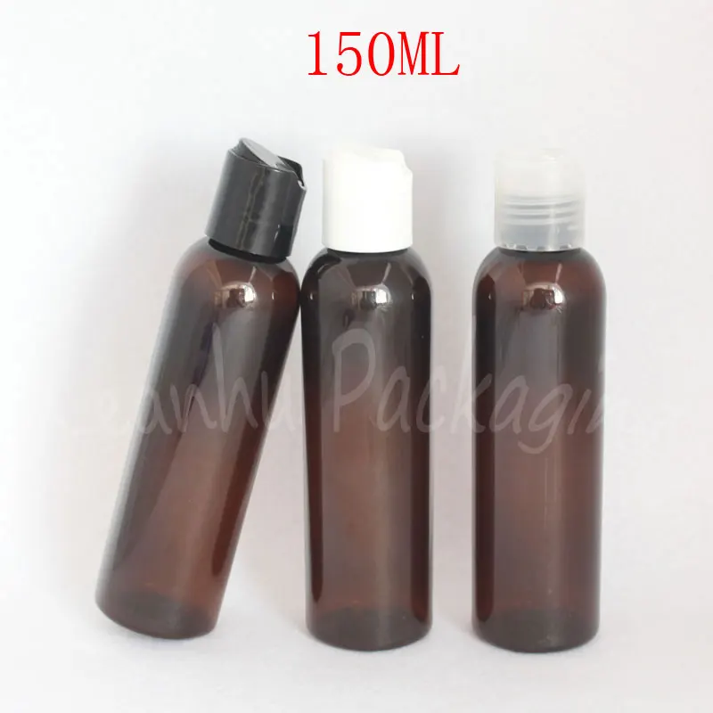 

150ML Brown Plastic Bottle Disc Top Cap , 150CC Shampoo / Lotion Packaging Bottle , Empty Cosmetic Container ( 40 PC/Lot )