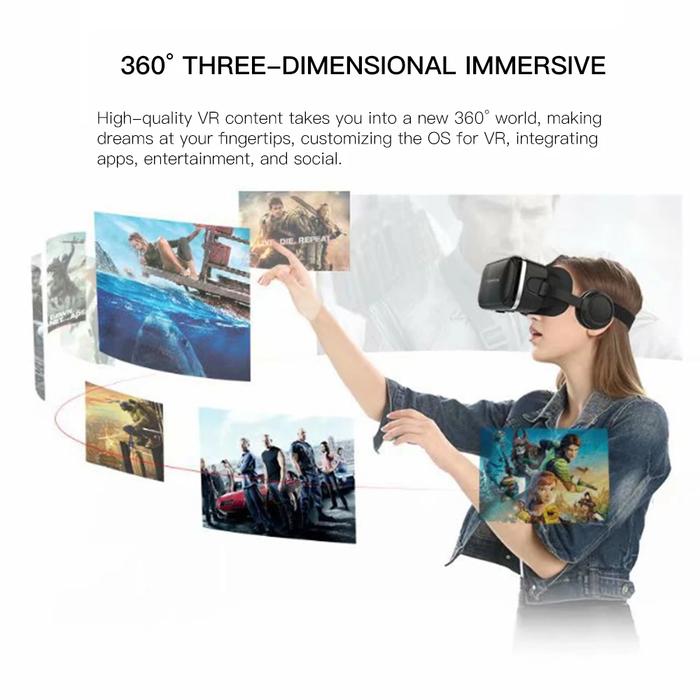 G04E 3D VR очки шлем ABS Материал VR очки 3D фаза звук с гарнитурой модуль игры 3D VR коробка для 4,7 6,0 дюймов смартфон