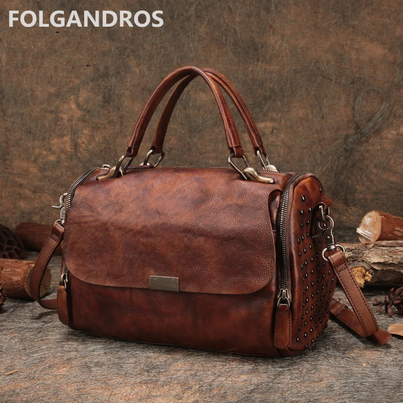 

New Style Women Boston Handbags 2018 Genuine Leather Shoulder Bags Brand Handmade Vintage Pillow Messenger Crossbody Bag Bolsa