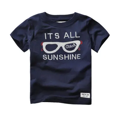 navy blue Детские футболки; Новинка года; летняя одежда для мальчиков; Детские повседневные футболки из чистого хлопка с короткими рукавами и буквенным принтом; белые футболки - Цвет: navy blue