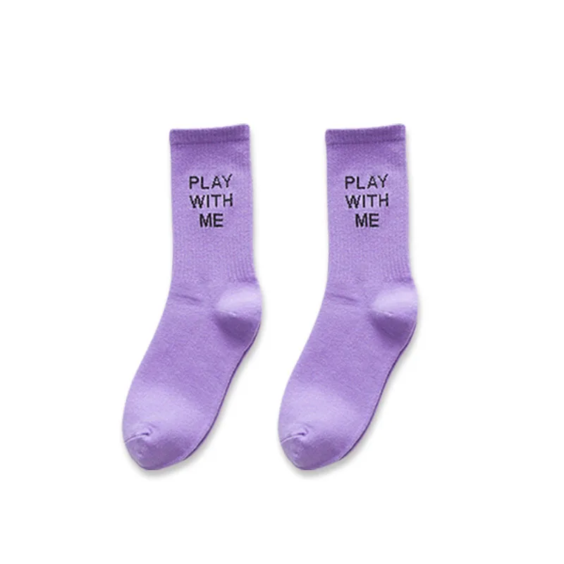 Хлопковые носки Harajuku Алфавит носки с изображением Луны Tide Брендовые спортивные носки однотонные женские носки фиолетовый черный для