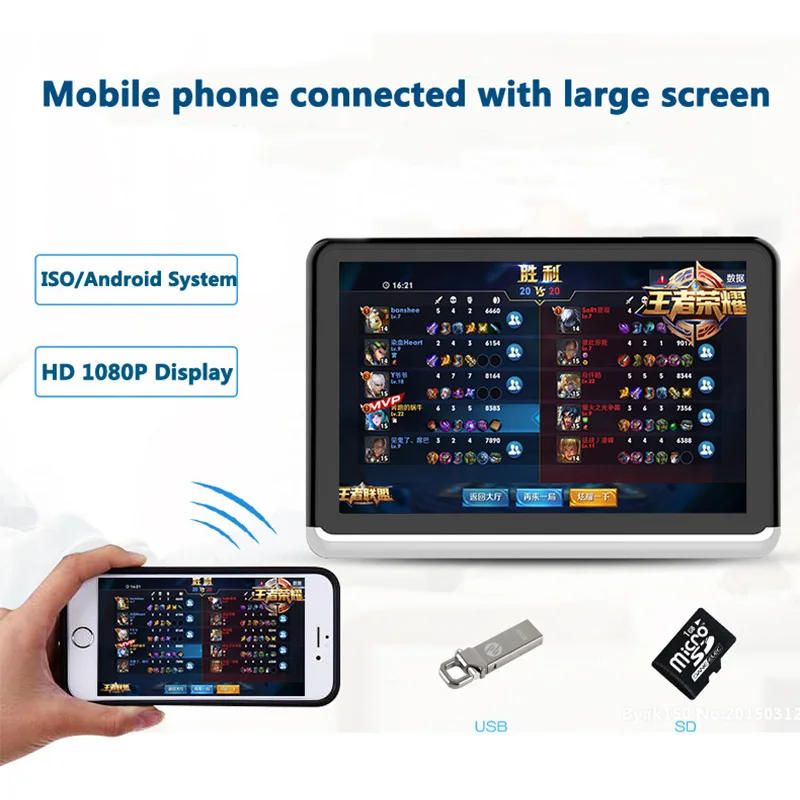Лучший подголовник автомобиля dvd плеер Android 10 1 &quotHD 1080P экран Поддержка WIFI/HDMI/USB/TF/BT