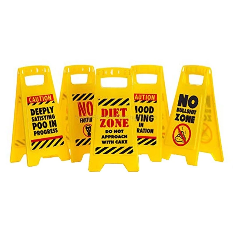 

Desktop Joke Novelty Warning Signs Board Foldable Yellow Mini Standing Caution Rack Funny Decor Prank Toys J30 19 Dropship