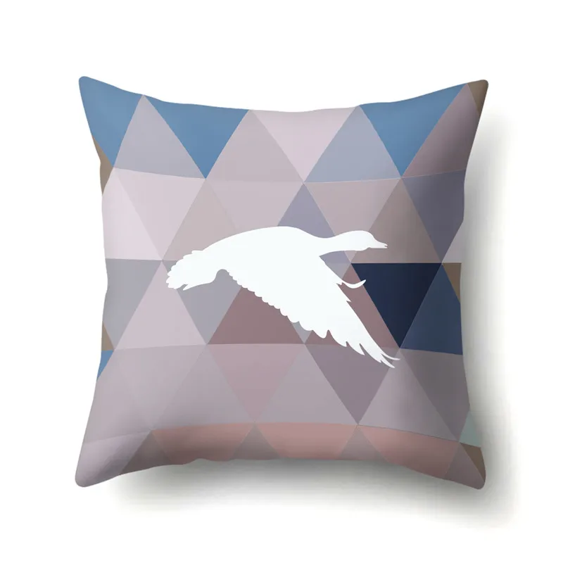Geometric Animals Printed Diamond Cushion Cover 45x45cm Polyester Rabbits Throw Pillow Covers Cushions Home Decor Pillowcases