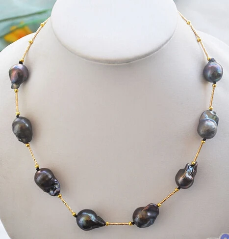 

HOT## Wholesale >>>> P4348 18" 20mm black BAROQUE KESHI REBORN PEARL NECKLACE