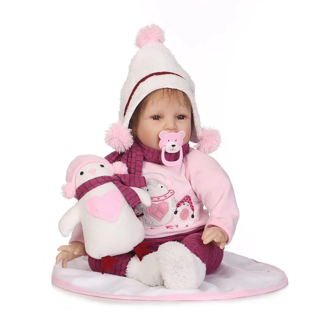 

Kids Soft Silicone Realistic With Clothes Reborn Collectibles, Gift, Playmate 2-4Years Pink Baby Doll