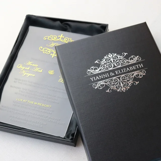 50 personalized gold writing acrylic wedding invitation cards for