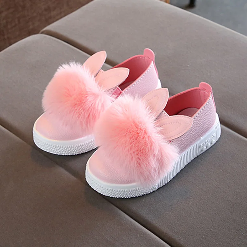 Детская обувь для девочек; туфли с заячьими ушками для маленьких девочек; туфли с помпонами для девочек; обувь принцессы; кроссовки высокого качества