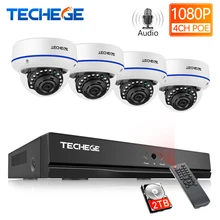 Techege H.265 4CH 1080P POE NVR аудио CCTV безопасности Системы 2/4 шт. 2MP POE IP Камера открытый Водонепроницаемый системы видеонаблюдения